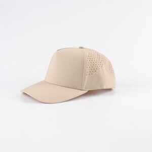 Blank 5 Panel Performance Structured Hats- 12 pack in Color Beige